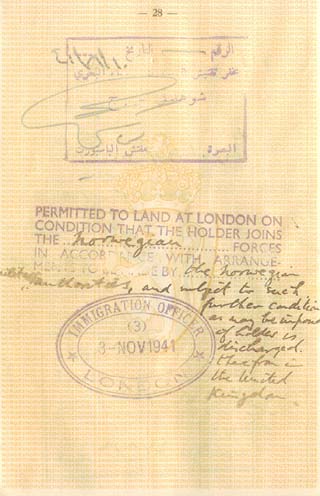 Permission to land at London, 3 November 41